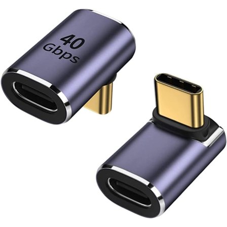 USB C 90 graders adapter (2-pakning), USB C hann til USB C hunn rig