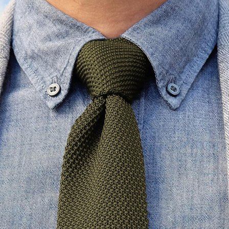 Armeijanvihreä kudottu solmio miehille - Yksiväriset solmiot