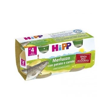 Hipp Omogenizzato Merluzzo Con Carote Patate 4m+ 2x80g