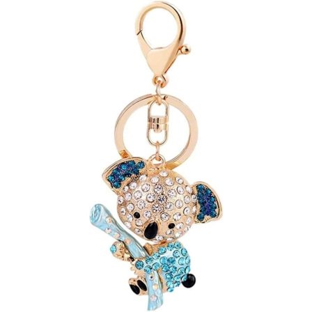 Metalldjurhänge diamant koala nyckelring (blå) 1 st