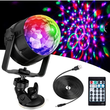 15 LED Speilkule Discolyseffekt 360° RGB Roterende Diskokule Partylys med USB-kabel for Jul Barnebursdag