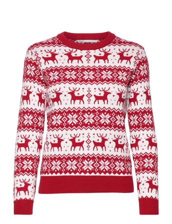 Onlxmas Comfy Snowflake L/S Pullover Knt Pullover Rød ONLY