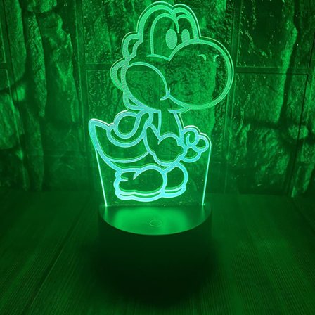Anime Figur Yoshi Island Tegneserie Mario Super Yoshi 3D LED Optisk Illusion Dekoration Bordlampe 16 Farver Fjernbetjening