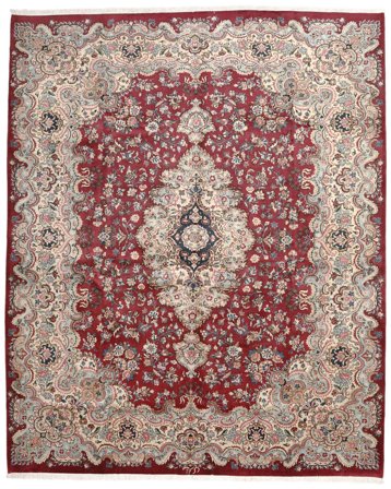 Mashad Fine Matta 306X375 Röd/Brun Stor Ull, Persien