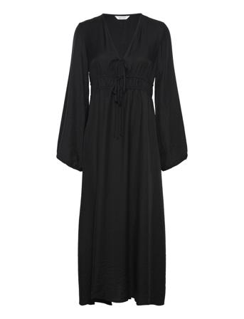 Norah V-Neck Strap L/S Dress Maxikjole Festkjole Black Bubbleroom