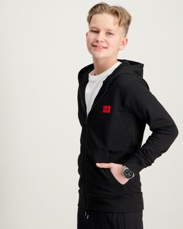 HUGO HOODED CARDIGAN Czarny Bluzy z kapturem Chłopiec - Kids Brand Store