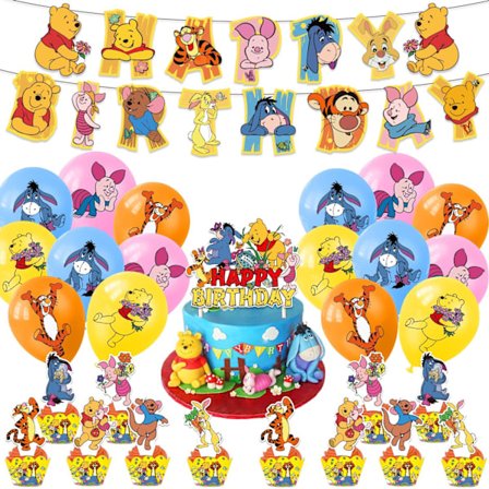 Nalle Puh Kalas Tillbehör Ballonger Tårtdekoration Banner Födelsedagsdekorationer