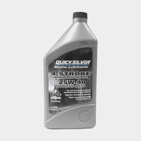 Polosyntetický olej pro čtyřtaktní lodní vnitřní i závěsné motory Quicksilver 4-Stroke Marine Engine Oil Synthetic Blend, pro benzinové motory, 25W-40