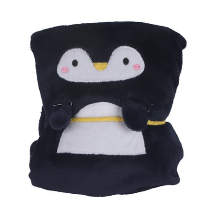 Blå Pingvin Flanell Fleece Filt Mjuk Hudvänlig Bärbar Soffa Kontor Tupplur Soffa Säng Djurform 80x100cm 31.5x39.4in