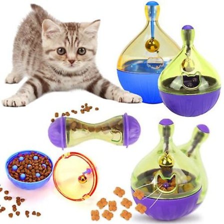 Husdjursgodisboll Hund Katt Valpar Öka Iq Boll Interaktiv matutdelning, Iq Boll Hund Valp Pedagogiska leksaker Roliga Pussel Matboll Blå Stora Koppar