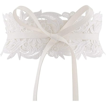 Kvinners blonder i livet belte Obi sløyfe cinch bredt belte sløyfe wrap Boho korsett kjole midje bånd Pu skinn, hvit