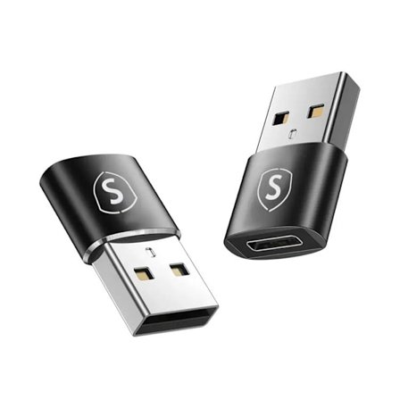 [2-Pack] SiGN Adapter USB-A till USB-C - Svart