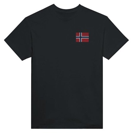 T-shirt - PIXELFORMA - Norges flagg - Svart broderi - 100% bomull - Klassisk passform
