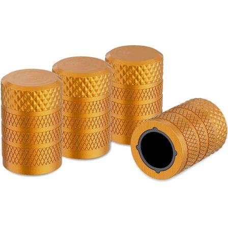 Dekkventilhetter, Gull, 4 stk/pakke, Anodisert Aluminium, Korrosjon