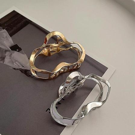 Hårklemmer Simple Metal Geometric Girl Shark Alloy Claw Hairpin Hårtilbehør, sæt med 2 stk. - gylden, sølv