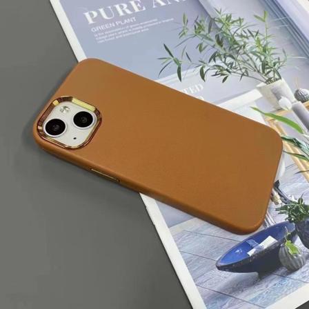 Klassinen iPhone 13 -kuori vegaanisesta nahasta, kullanvärinen r Orange one size