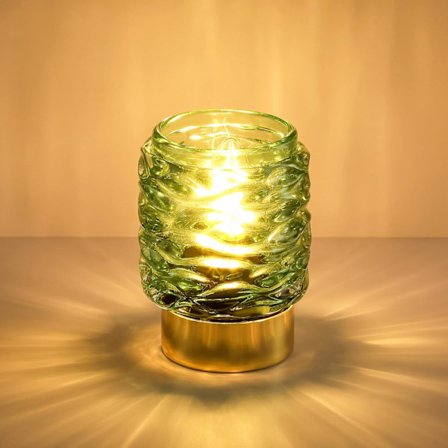 LINEWAY Paristokäyttöinen lamppu ajastimella, johdoton pieni pöytävalaisin kodin sisustukseen, koristeellinen lasinen paristokäyttöinen LED-lamppu, 