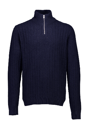 Lindbergh Recycle cabel knit half zip Tröjor Herr Blå L