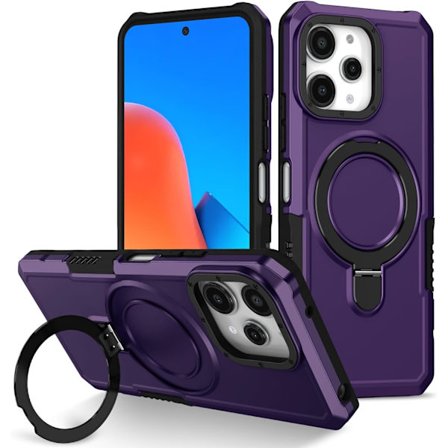 Mobilskal - Xiaomi Redmi 12 - Stöttåligt - Inbyggt Ställ - Mörk Lila