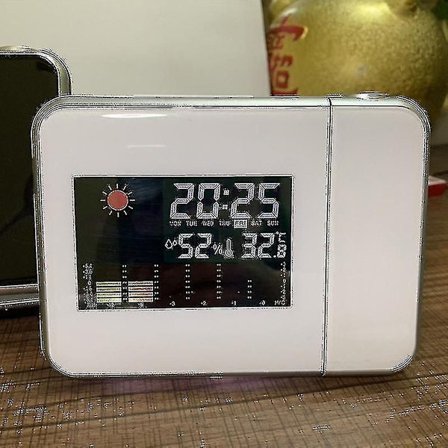 Digitaalinen projektiokello: värillinen näyttö, ikuinen kalenteri, sääennuste