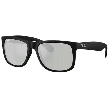 Ray-Ban Justin Classic Matte Rubber Black Green Mirror Silver Polarized