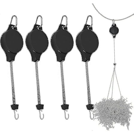 4 kpl Kasvin Kela Sisäänvedettävä Kasvikoukku Kela Säädettävä Kasvien Ripustin Riippuva Kukka-amppeli