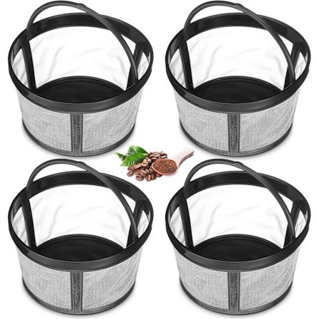 4-pack återanvändbara kaffefilter för Mr. Coffee 4-5 koppar, ersättningsnylonmesh med handtag 2,8 x 3,1 x 2, återanvändbar filterkorg passar de flesta