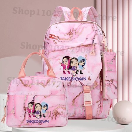 3 stk K-pop Demon Hunters Skoletaske Madpakke Pen Etui Sæt Anime Mode Printet Rygsæk Penalhus Suit Skoleartikler Gaver