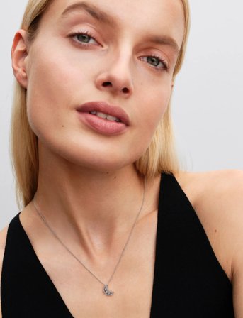 Pandora Moon Sterling Silver Pendant Necklace With Clear Cubic Zirconia - Silver - 50 CM