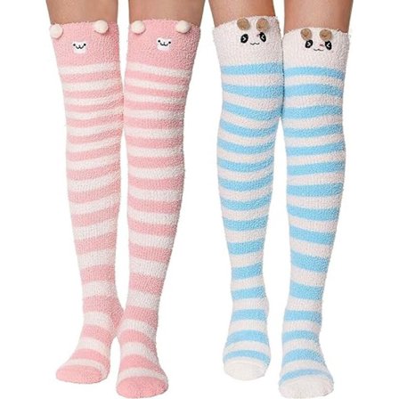 Sokkepar - Knesokker - damesokker - Varme, lodne fleecesokker - Damesokker til husbruk