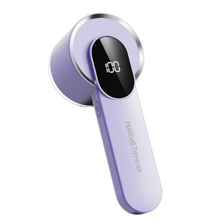 Genopladelig fnugfjerner - med 1 ekstra rustfri stålblade, digitalt LED-display (lilla)