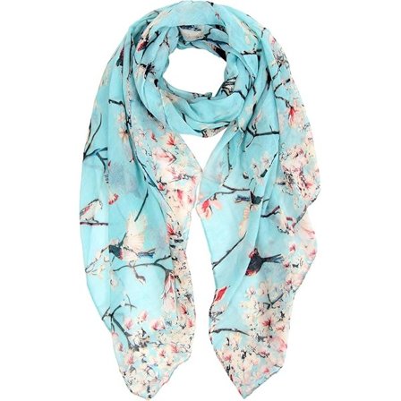 Dame Mode Fugleprint Lange Tørklæder Blomster Halstørklæde Sjal Wrap Gaver Til Kvinder