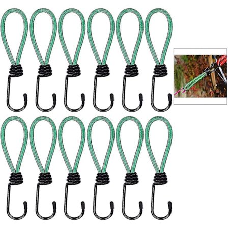 12 stk. strikk med krok, presenningsstrikk elastiske strikker camping med krok
