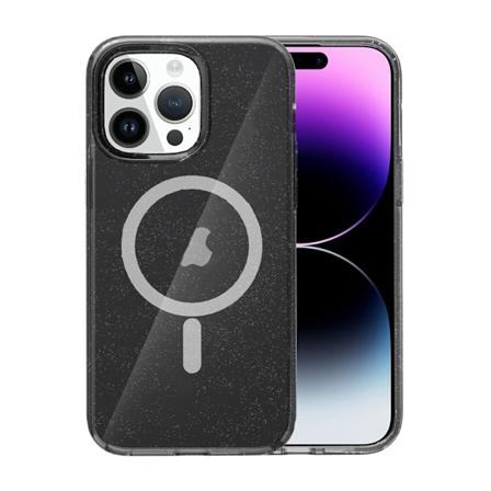 iPhone 15 Pro Mobilskal Glitter Magsafe - Svart Black