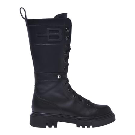 Baldinini, Combat boots in czarny calfskin Czarny, Kobieta, Rozmiar: 39 1/2 EU