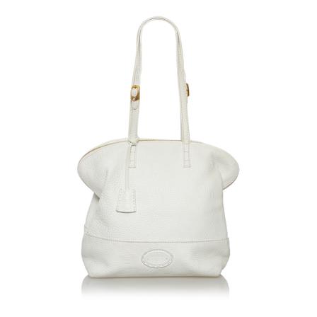 Fendi Vintage, Pre-owned Selleria 2Bag Leather Calf Italy Wit, Dames, Maat:ONE Size