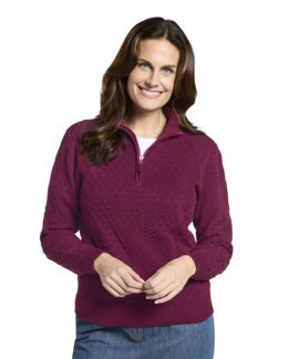 Kuviollinen neulepusero Viininpunainen-40/42-Viininpunainen-Åshild