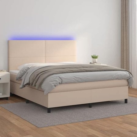 Maison Exclusive - Seng med lameller og LED-madras Cappuccino 160x200 cm