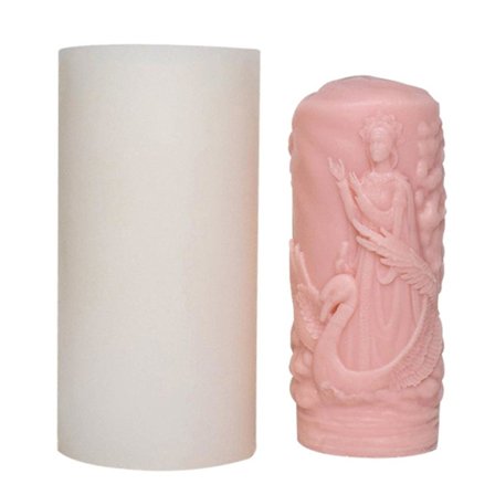 Pyöreä pylväs kohokuvioitu jumalatarfiguuri kynttilä hartsi muotti valutyökalu DIY
