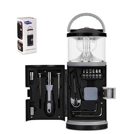 LED lanterne med værktøjssæt, fiskegaver til mænd, fiskeværktøjssæt til mænd, multifunktionelt værktøjssæt gave til camping, fiskeri, vandreture, 