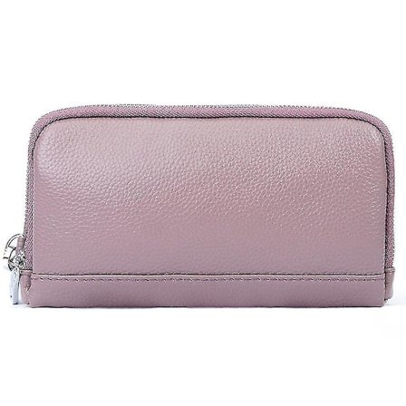 Läder dam clutch ny enkel dubbel lager lång plånbok(Lotus Root Purple)