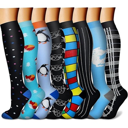 Unisex kompresjonsstrømper sirkulasjon (8 par) 15-20 Mmhg er best støtte