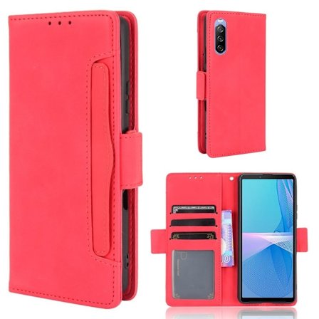 Modernt Sony Xperia 10 III fodral med plånbok - Röd