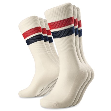DryFeel | 3-Pack Striped Antique White Cotton Tennis Socks for Men