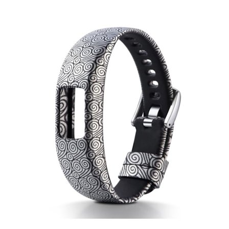 Garmin VivoFit 4 aktivitetsarmband mjuk mönstrad silikon reglerbar 230mm - Svart moln mönster