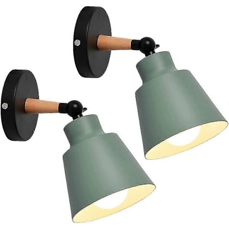 2 Pakker Industrielle Vintage Væglamper Loftlamper E27 Metal Justerbar Indendørs (grøn)