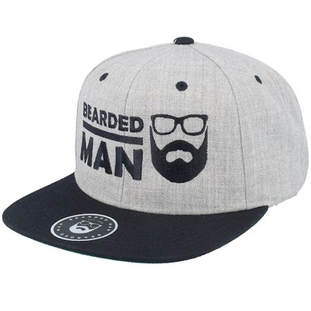 Bearded Man - Harmaa snapback Lippis - BMLogo Grey/Black Snapback @ Hatstore