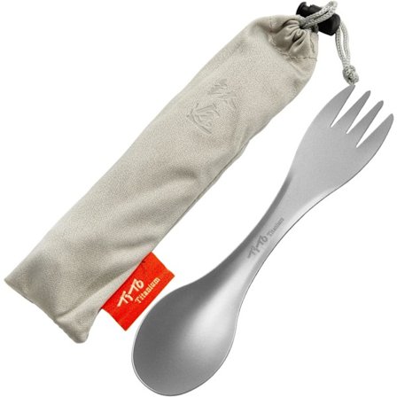 Titanium Spork 2-i-1 Ultralet Spiseske/Gaffel Bestik til Udendørs Camping