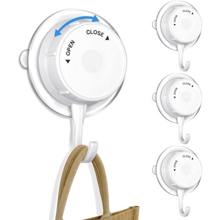 Sugekopper for bad, 4-pak vakuumsuger krok, dusj sugekopp kroker, gjenbrukbar hengekrok for bad kjøkken vindu, henge håndkle nøkkel