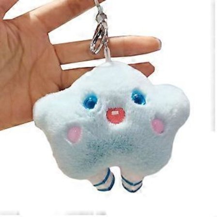 Sød stjerneformet plys nøglering, dukke taske vedhæng til nøgler og rygsække, blå